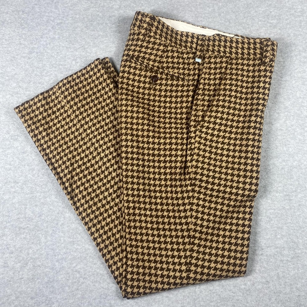 J. Lindeberg Pants Womens US10/EU30 Brown Houndstooth Wool Blend Dress Trousers‎